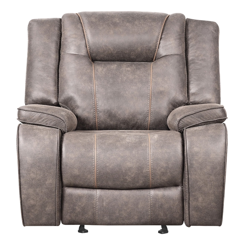 Parker Living Blake Traditional Microfiber Glider Recliner in Taupe