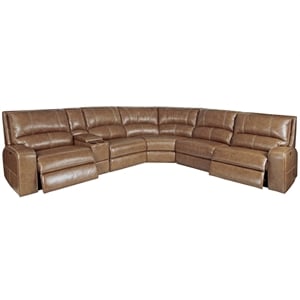 Parker Living Swift Modern 6 Pc Leather Reclining Sectional in Brown