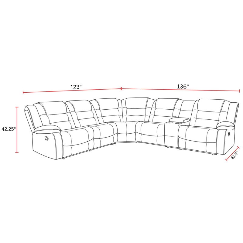Parker Living Bolton - Misty Storm 6 Piece Reclining Sectional