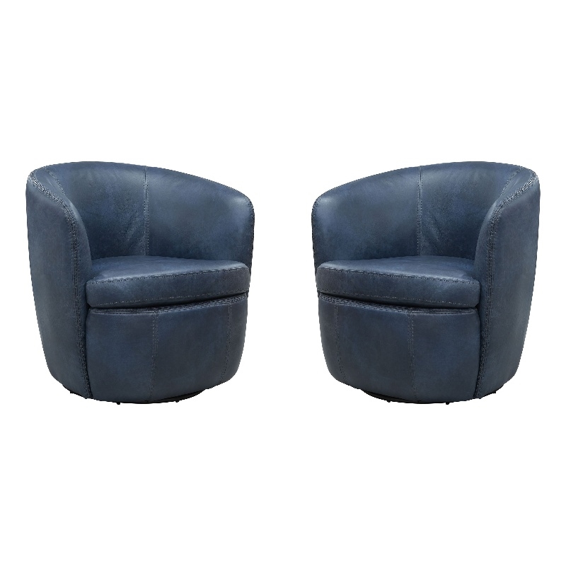 Parker Living Barolo - Vintage Navy Italian Leather Swivel Club Chair Two Pack