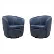 Parker Living Barolo - Vintage Navy Italian Leather Swivel Club Chair Two Pack