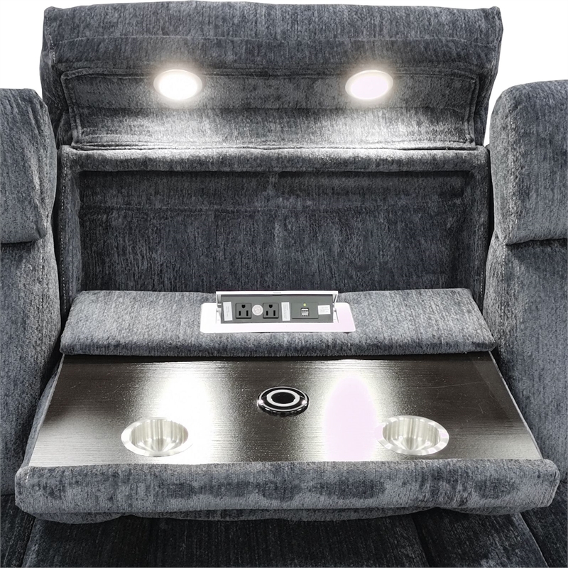 Parker Living Dalton - Lucky Charcoal Power Reclining Sofa Loveseat and Recliner