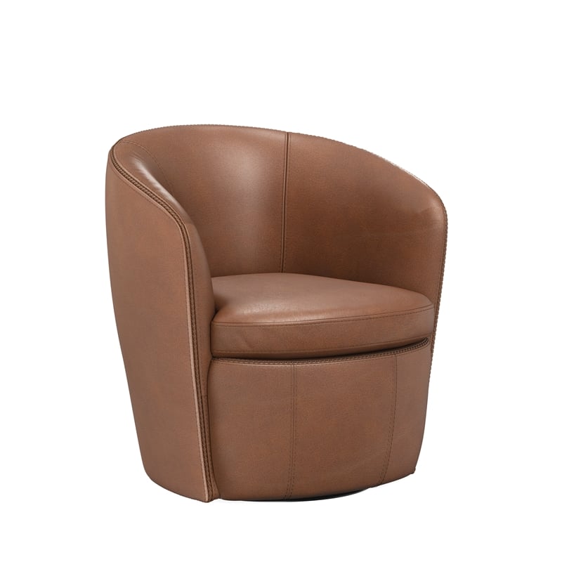 Parker Living Barolo Vintage Whiskey Italian Leather Swivel Club Chair Two Pack