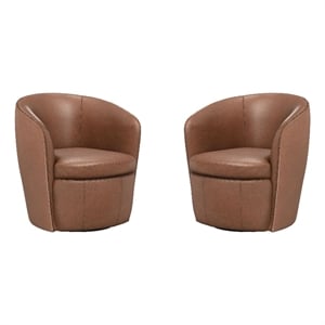 Parker Living Barolo Vintage Whiskey Italian Leather Swivel Club Chair Two Pack