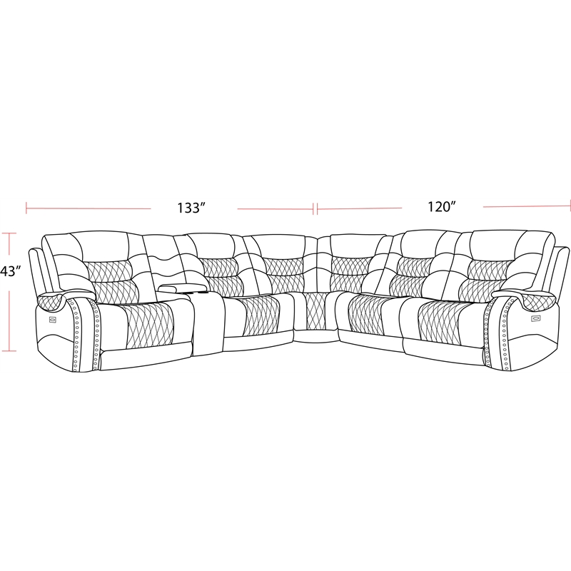 Parker Living Outlaw Stallion 6PC Power Reclining Sectional with Drop Down Table