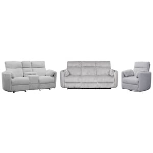 Parker Living Radius - Mega Grey Power Reclining Sofa Loveseat and Recliner