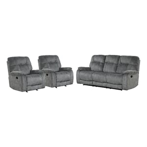 Parker Living Cooper Shadow Grey Manual Glider Reclining Sofa and Two Recliners