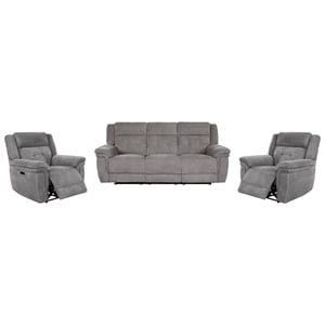 Parker Living Richland - Bristol Grey Power Reclining Sofa and Two Recliners