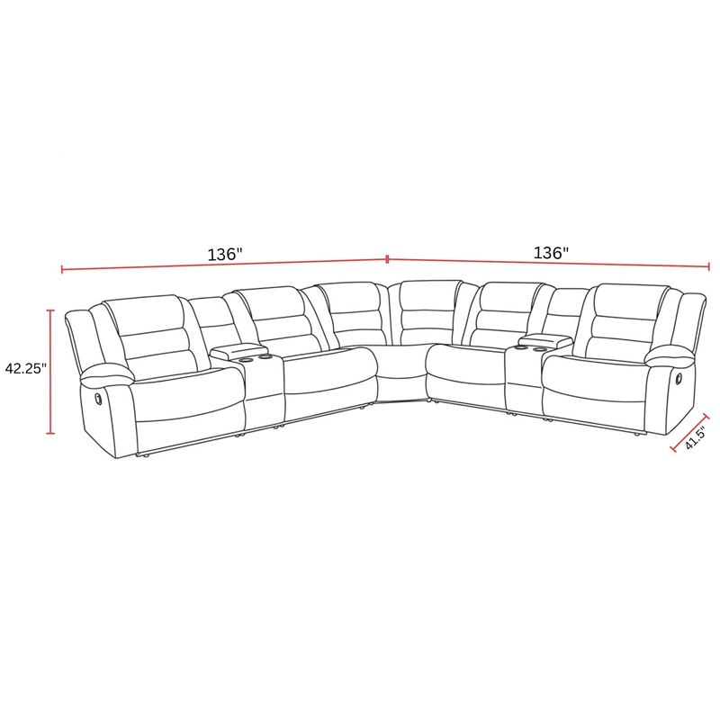 Parker Living Bolton - Misty Storm 7 Piece Reclining Sectional