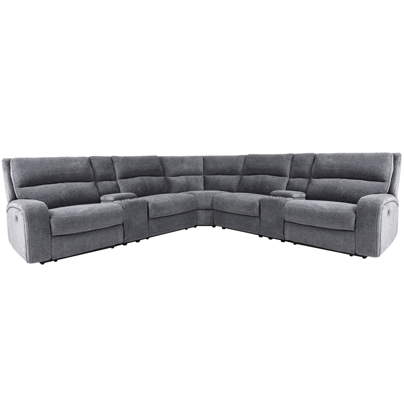 Polaris Bizmark Grey 7 Piece Power Reclining Adjustable Headrests Sectional