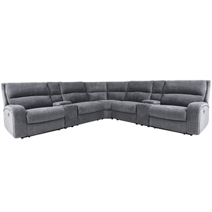 Polaris Bizmark Grey 7 Piece Power Reclining Adjustable Headrests Sectional