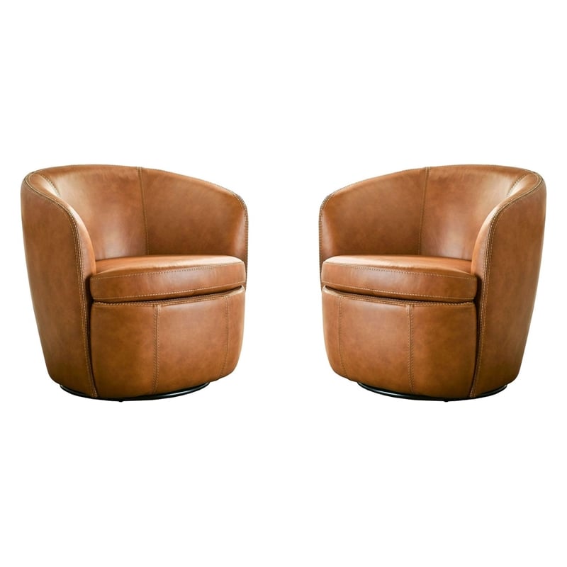 Parker Living Barolo Genuine Italian Leather Swivel Club Chair Two Pack