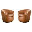 Parker Living Barolo Genuine Italian Leather Swivel Club Chair Two Pack