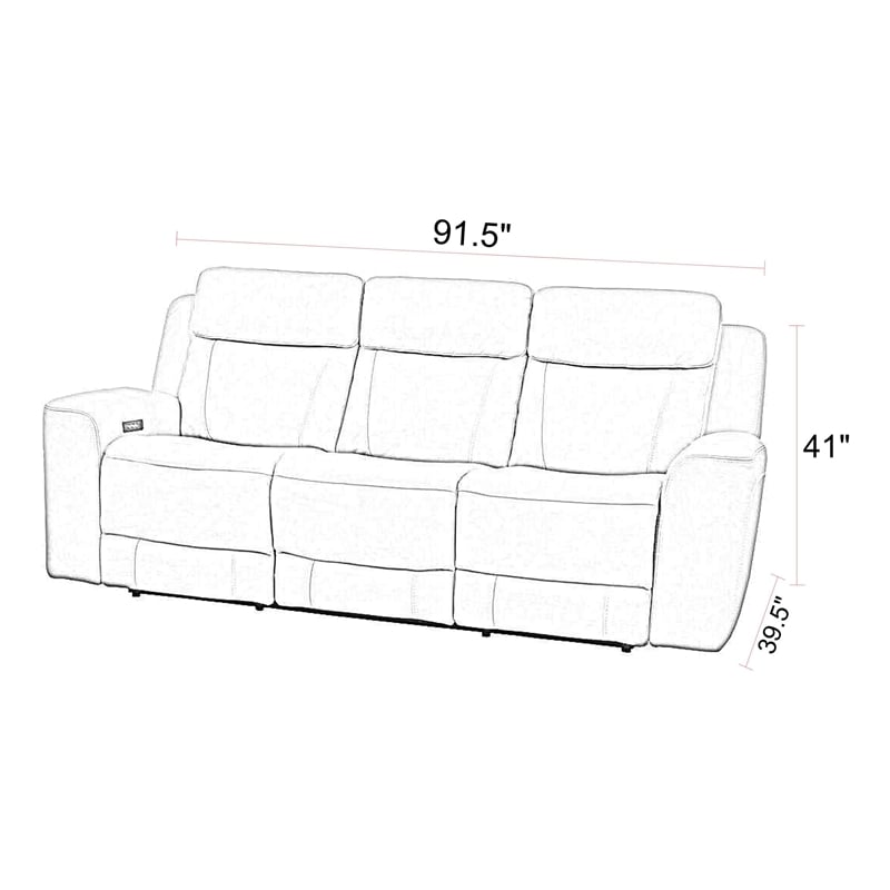 Parker Living Calgary Wood Power Recline and Headrest Sofa in Stone