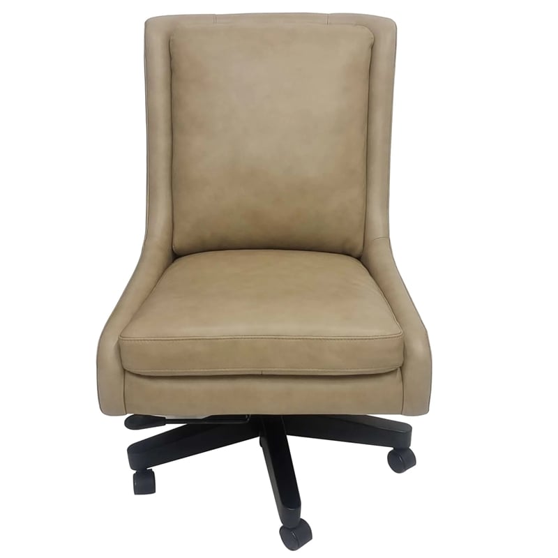 Parker Living Leather Upholstered Desk Chair w/Rolling Caster in Lotus Cream