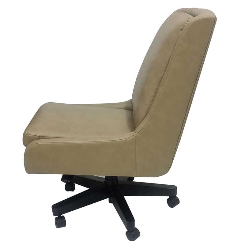 Parker Living Leather Upholstered Desk Chair w/Rolling Caster in Lotus Cream