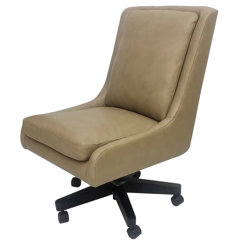 Parker Living Leather Upholstered Desk Chair w/Rolling Caster in Lotus Cream