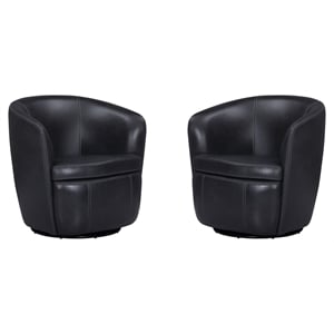 Parker Living Barolo Vintage Onyx Italian Leather Swivel Club Chair (Set of 2)