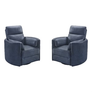 Parker Living Radius - Vintage Navy Swivel Power Glider Recliner Two Pack
