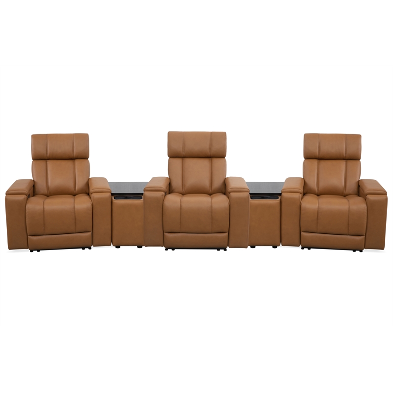 Parker Living Phoenix - Caramel ZG Power 3 Seat Home Theater Seating with 2 Wdgs