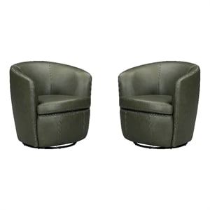 Parker Living Barolo - Sage Italian Leather Swivel Club Chair Two Pack