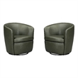Parker Living Barolo - Sage Italian Leather Swivel Club Chair Two Pack