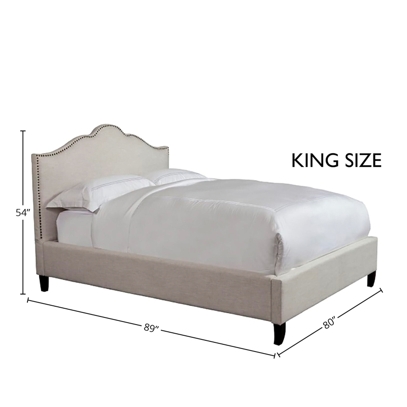 Parker Living Sleep Jamie Traditional Fabric King Bed in Flour Beige