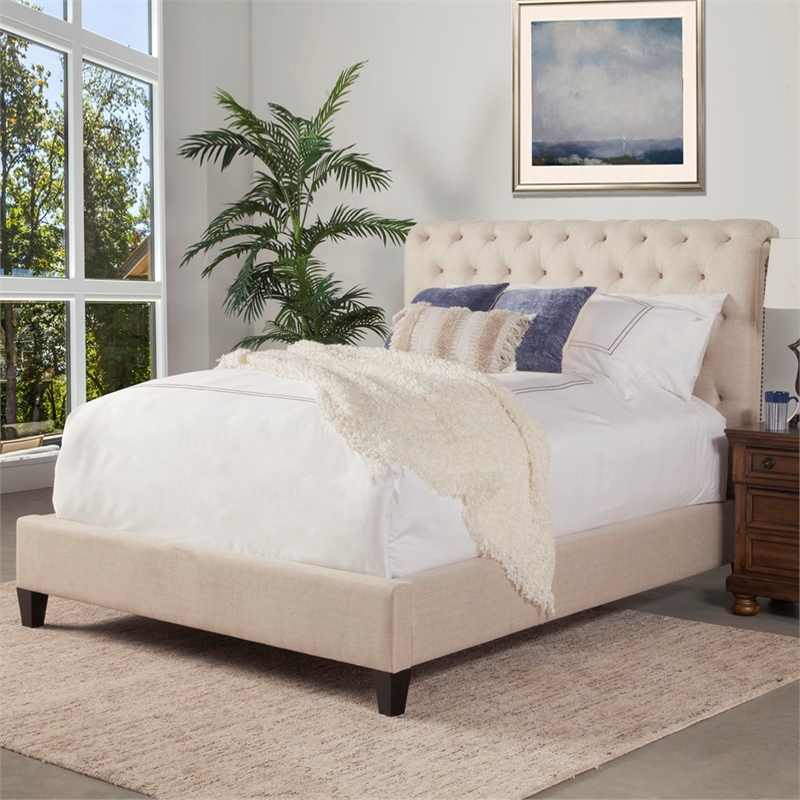 Parker Living Sleep Cameron Traditional Fabric Queen Bed in Downy Tan