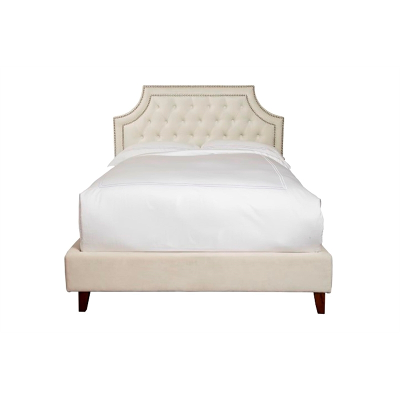 Parker Living Sleep Jasmine Traditional Velvet Fabric King Bed in White/Black