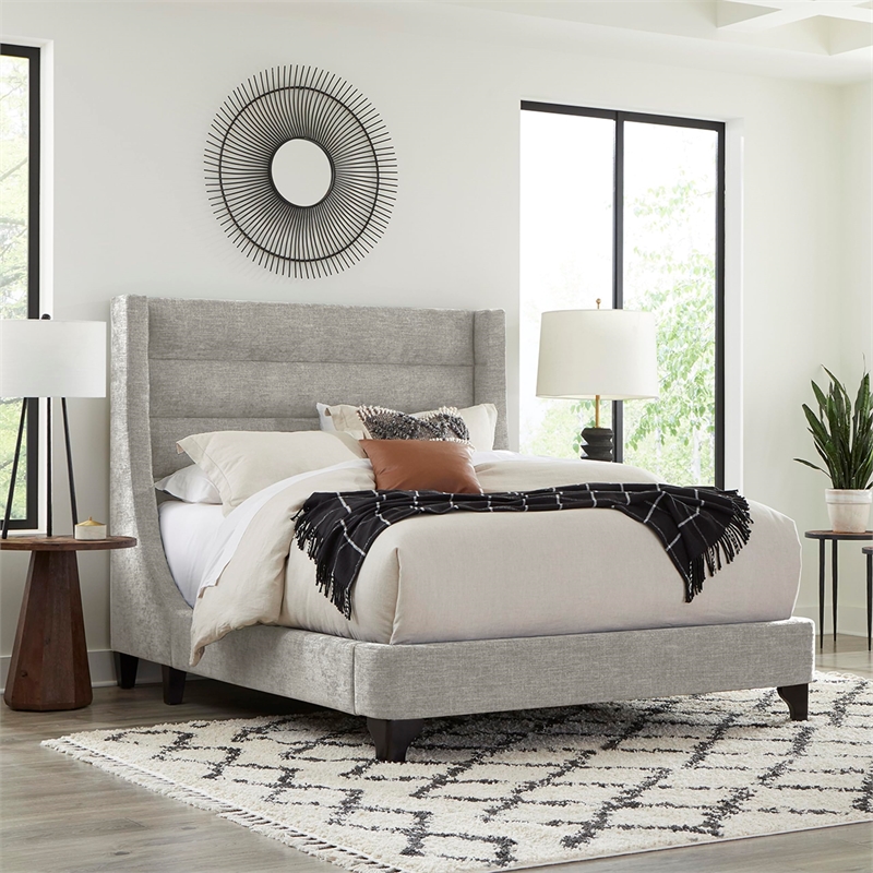 Parker Living Sleep Jacob Traditional Fabric King Bed in Luxe Light Gray