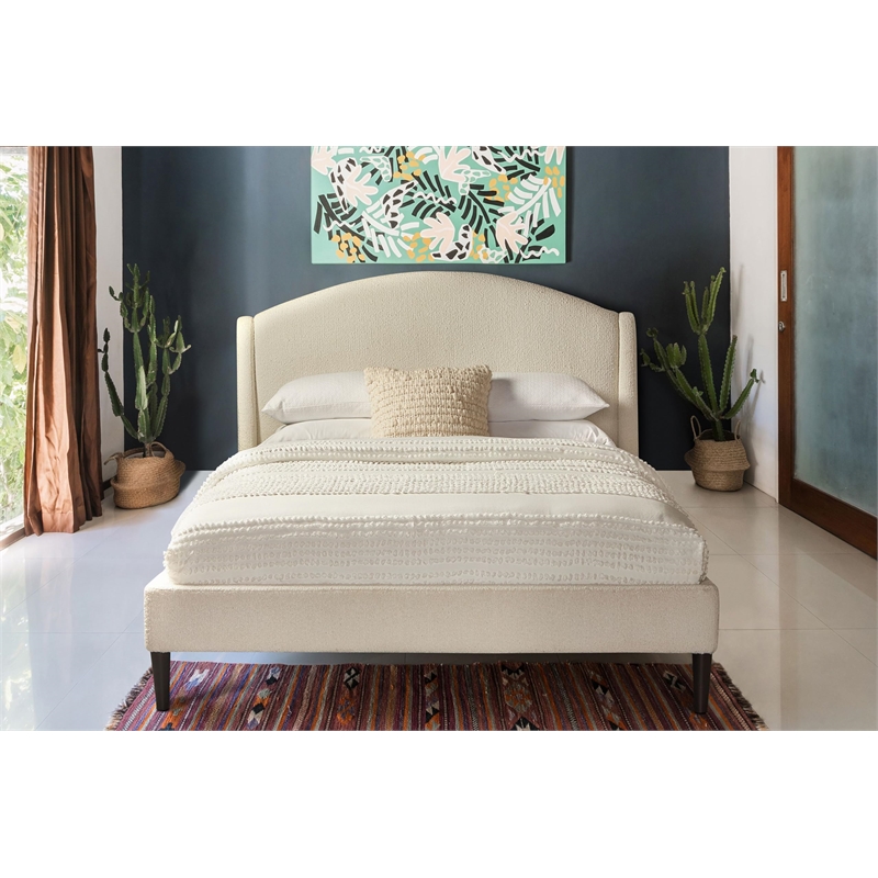 Parker Living Sleep Crescent Traditional Fabric Queen Bed in Milano Snow Beige