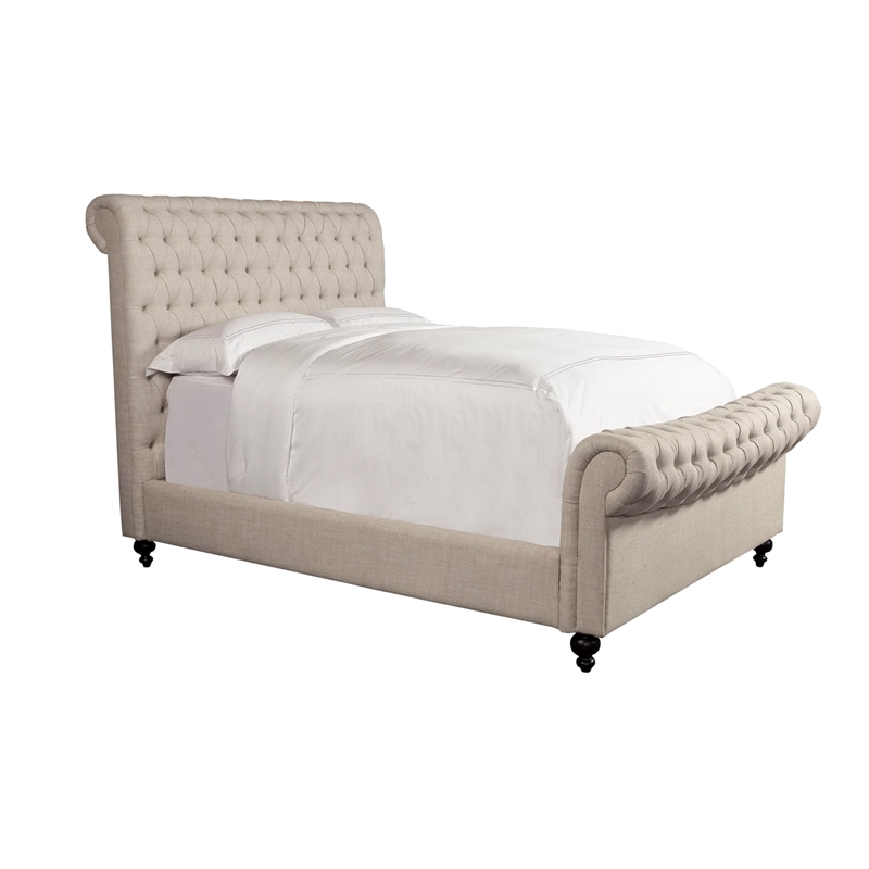 Parker Living Sleep Jackie Traditional Fabric King Bed in Crepe Beige