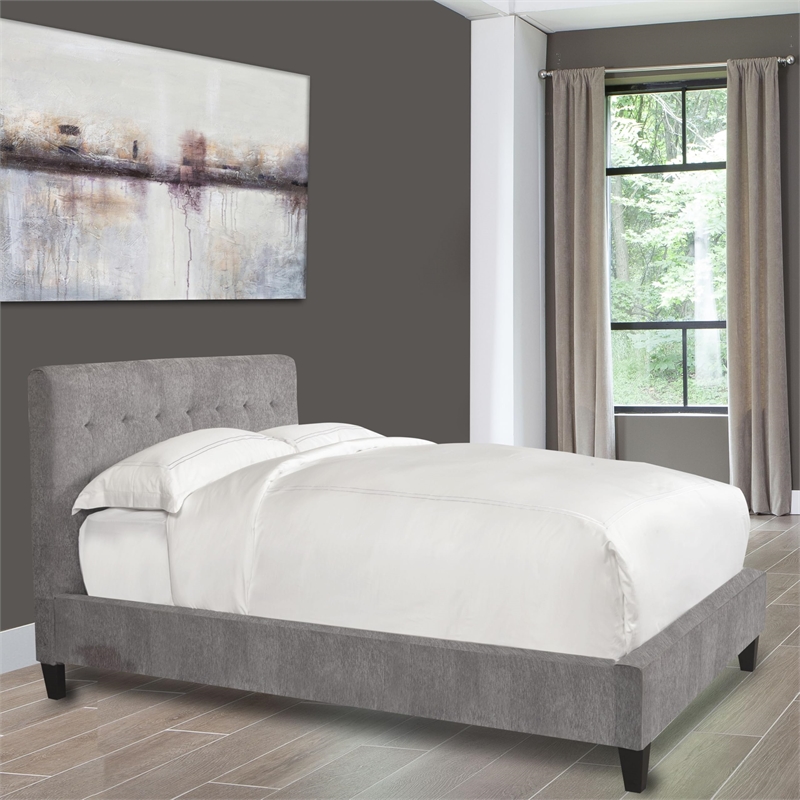 Parker Living Sleep Jody Traditional Fabric Queen Bed in Cornflower Gray