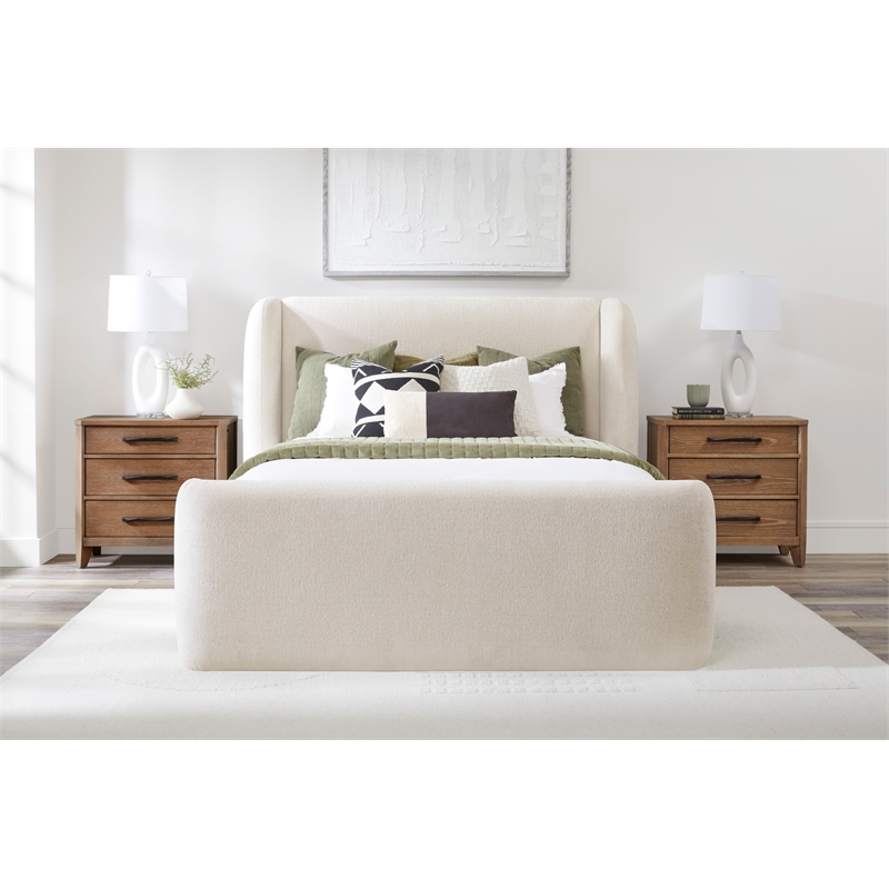 Parker Living Sleep Shiloh - White Mocha Queen Wingback Upholstered Bed