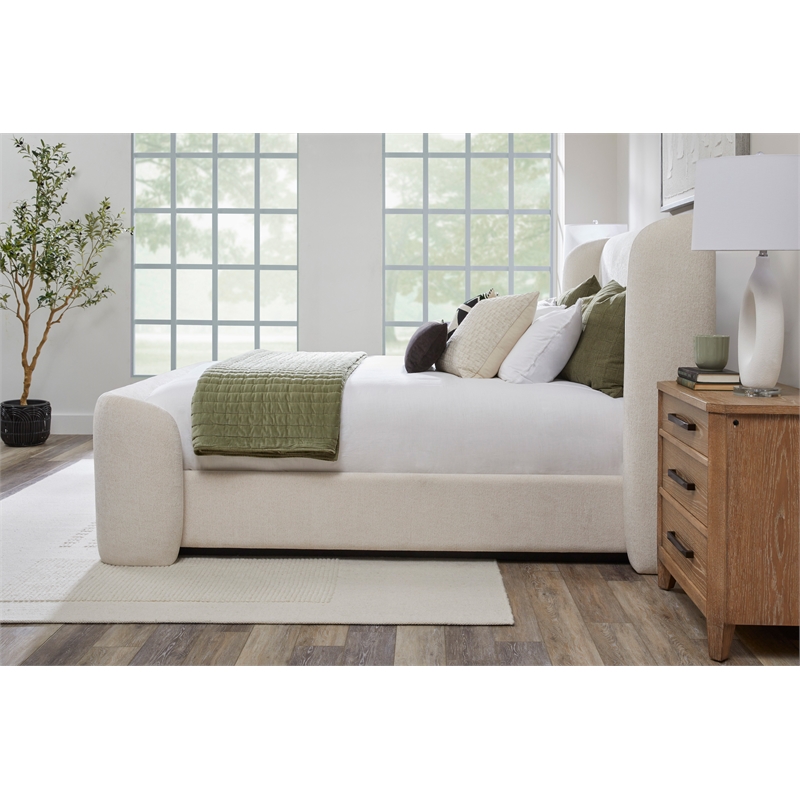 Parker Living Sleep Shiloh - White Mocha Queen Wingback Upholstered Bed