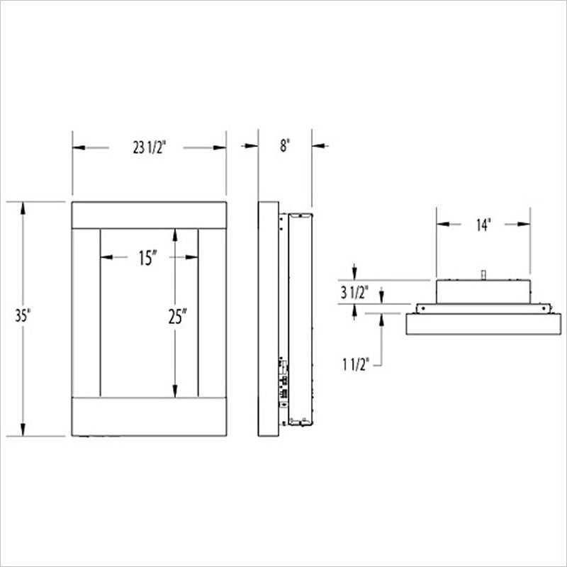 Dimplex Electraflame Wall Mount w/Rectangular Trim Gunmetal Electric 