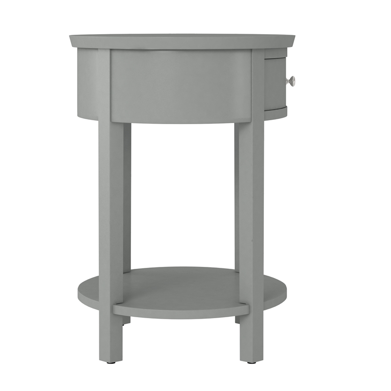 iNSPIRE Q 1-Drawer Oval Modern Wood End Table with Shelf in Frost Gray
