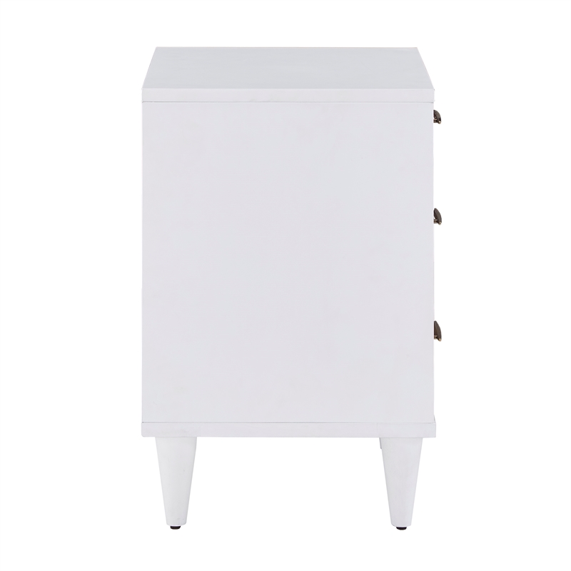 iNSPIRE Q 3-Drawer Modern Wood & Metal Nightstand in White/Natural