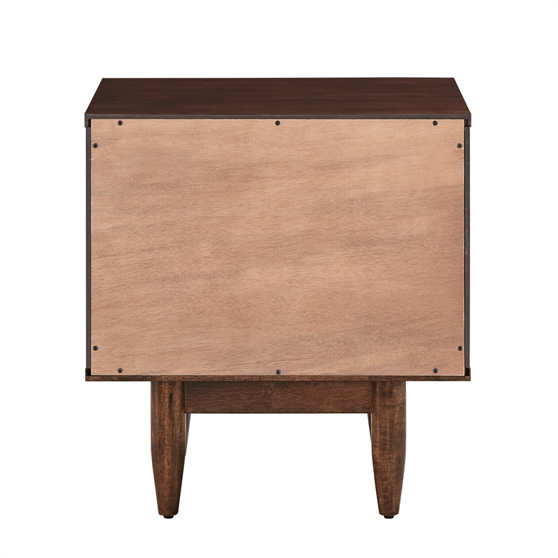 iNSPIRE Q 2-Drawer Geometric Ridges Mid-Century Wood Nightstand in Tobacco