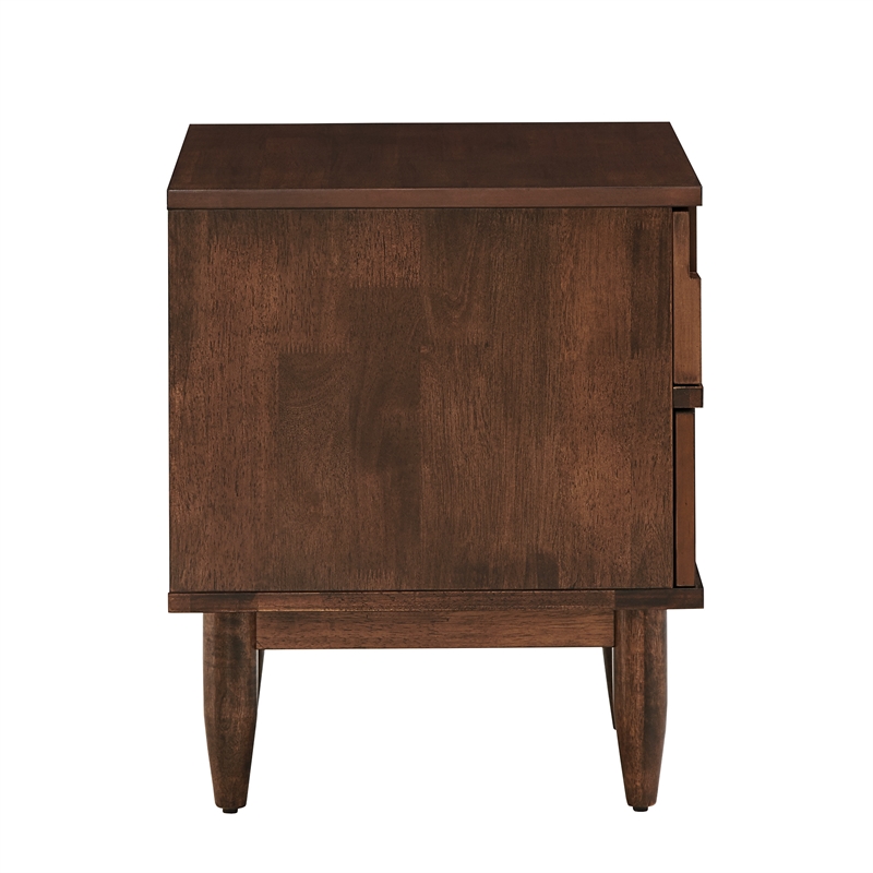 iNSPIRE Q 2-Drawer Geometric Ridges Mid-Century Wood Nightstand in Tobacco