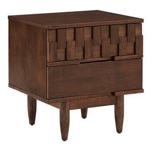 iNSPIRE Q 2-Drawer Geometric Ridges Mid-Century Wood Nightstand in Tobacco