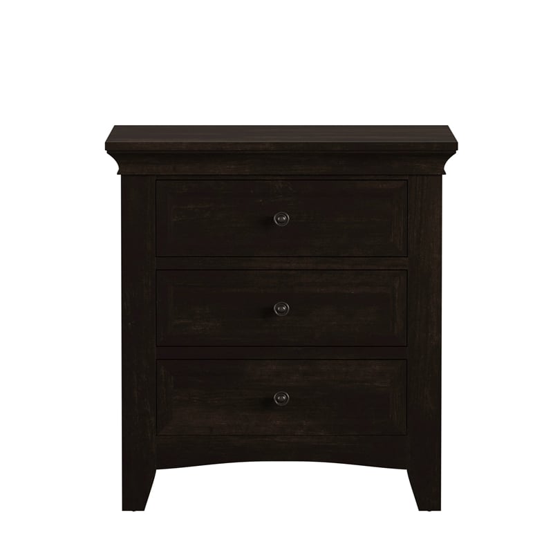 iNSPIRE Q 3-Drawer Traditional Wood Nightstand w/ Charging Station in Black