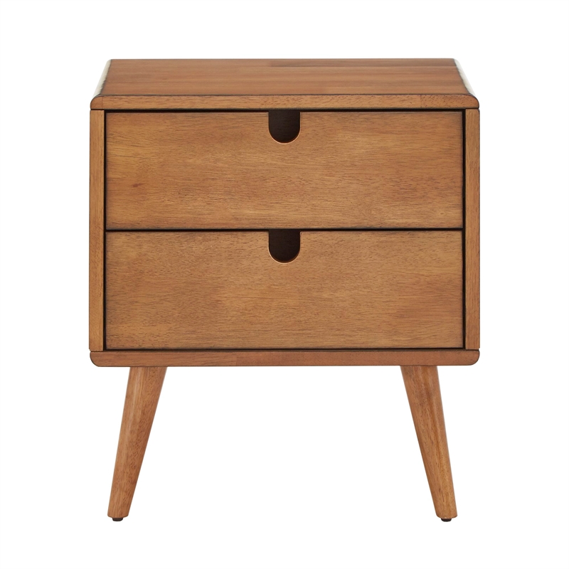 iNSPIRE Q 2-Drawer Mid-Century Rubberwood Nightstand in Natural Oak