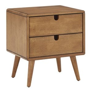 iNSPIRE Q 2-Drawer Mid-Century Rubberwood Nightstand in Natural Oak