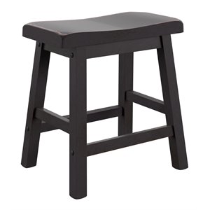 iNSPIRE Q 17.72&quotH Saddle & Backless Wood Stool in Black (Set of 2)