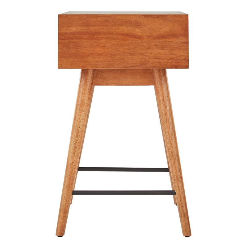 iNSPIRE Q 1-Drawer Modern Solid Rubberwood & Metal End Table in Brown