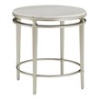 iNSPIRE Q Round Marble Top Modern Metal End Table in Champagne Silver