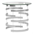 iNSPIRE Q Vortex Base Modern Metal & Glass End Table in Silver/Clear