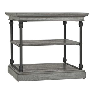 iNSPIRE Q Cornice Storage Transitional Metal & Wood Accent Table in Gray