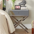 iNSPIRE Q Beveled Mirror & Metal Accent Campaign Table in Black Nickel